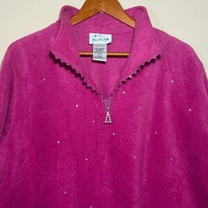 Vintage The Quacker Factory women’s pink fleece pullover in size 1X.